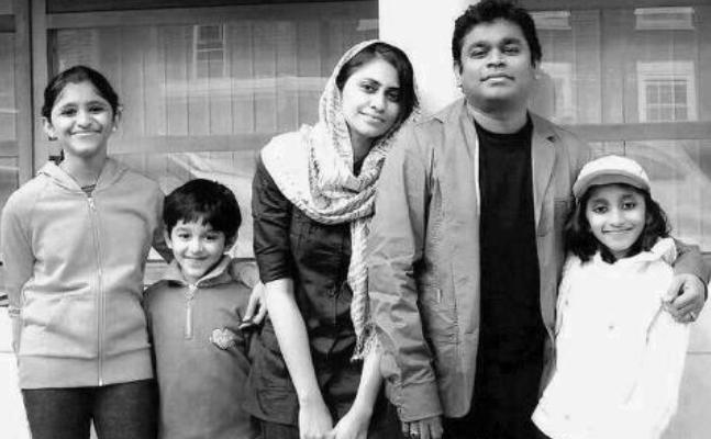 A. R. Rahman with his wife and children