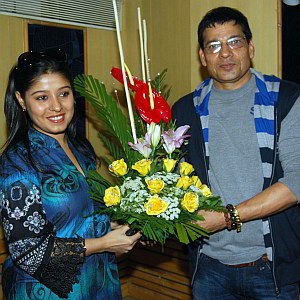 Sunidhi Chauhan with her father Dushyant Kumar Chauhan