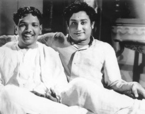 M Karunanidhi (left) And Sivaji Ganeshan (right)