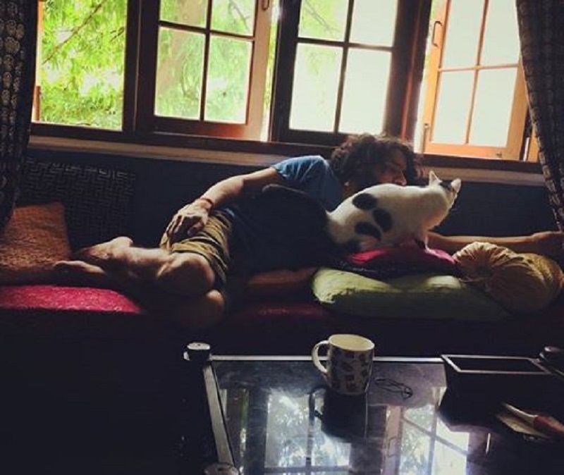 Chandan Roy Sanyal With His Pet Cat