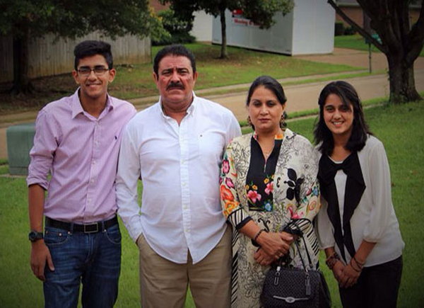 Neena Bundhel with her husband and children
