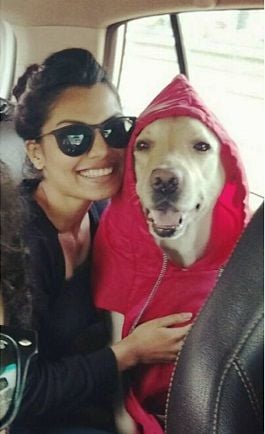 Akansha Thakur with her dog