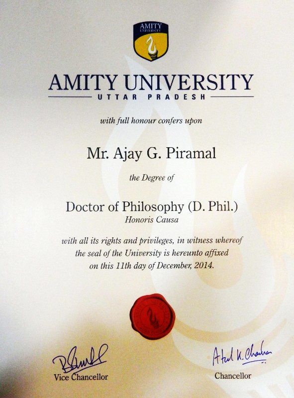 Ajay Piramal - Doctor of Philosophy