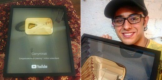 Ajey Nagar with his gold play button