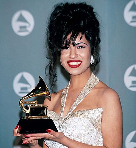 Selena Quintanilla with her Grammy Award