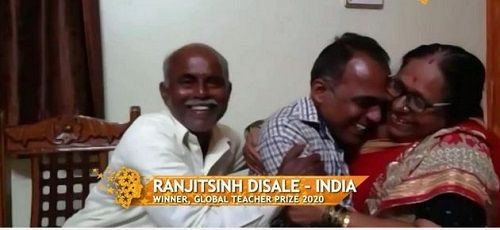 Ranjitsinh Disale with his Parents